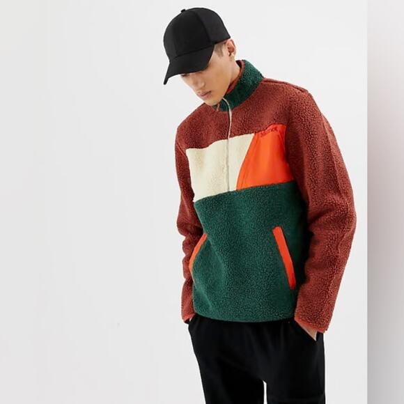Marmot Noland Half-Zip Sweater Dark Rust/Mallard Green Size Medium